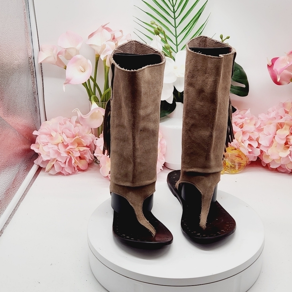 Musse And Cloud By Anthropologie Brown Suede Western Boot Sandal Sz 8 - Picture 14 of 16